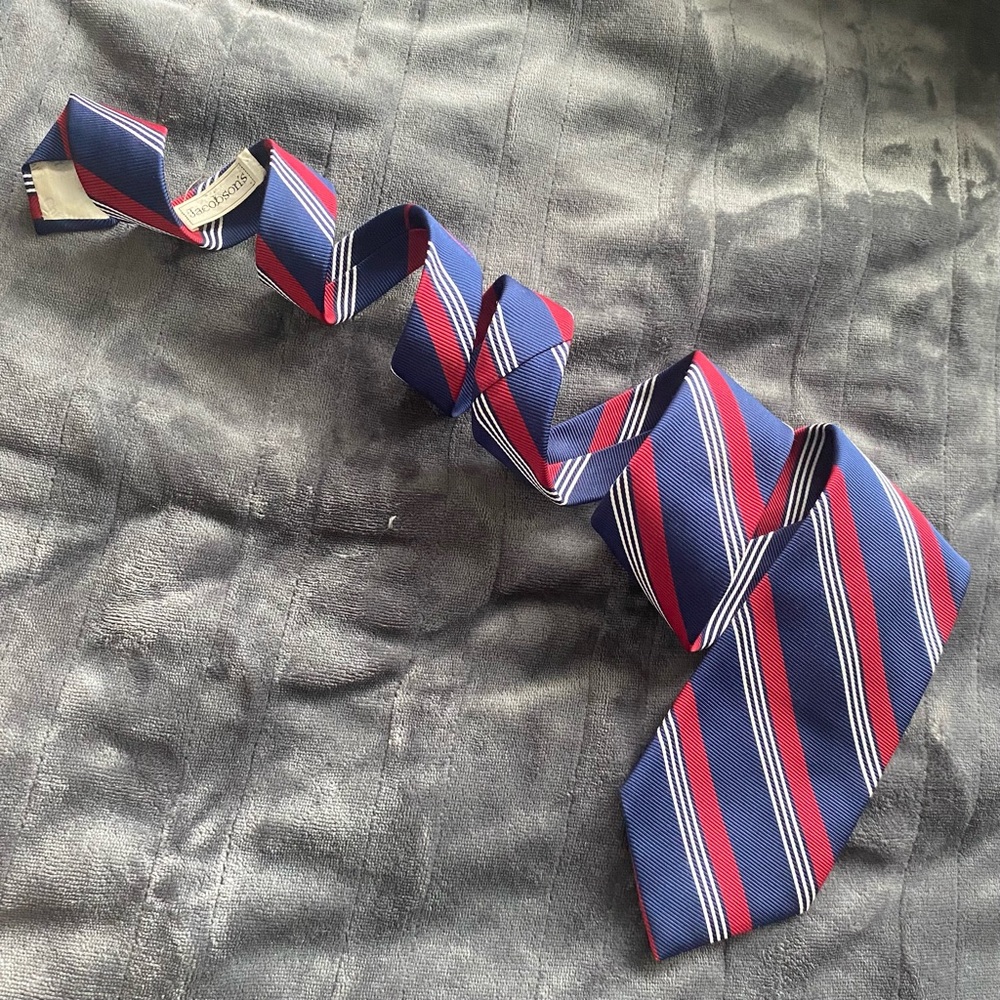 Vintage Christian Dior Red White Blue Striped Neck Tie